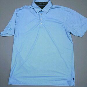 Finn Ryan Preppy Herringbone Light Blue White Golf Polo Large Read Description